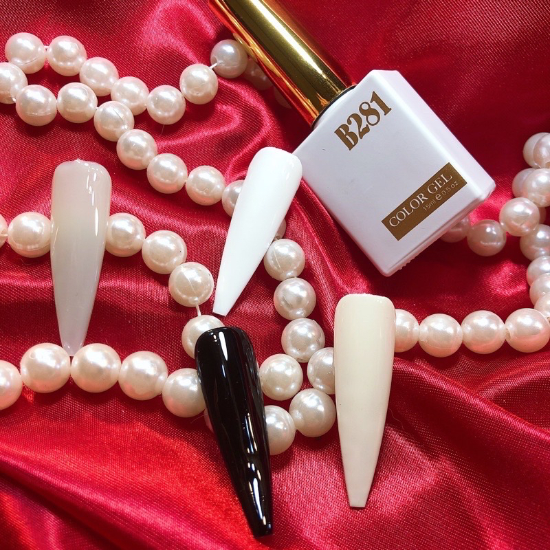 Sơn gel B281 trắng, đen, trắng ngà-trắng sữa, trắng nước gạo & top trứng cút