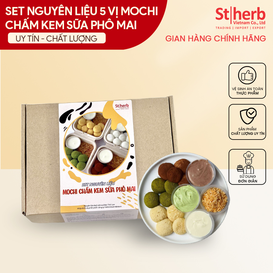 Set Nguyên liệu 5 vị 30-35 viên Mochi chấm Kem Sữa Phô Mai