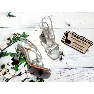 Sandals gót bạc , gót trong 7 phân