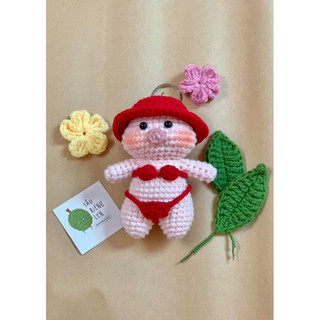 Bé heo mặc bikini đỏ handmade dễ thương móc từ len sợi