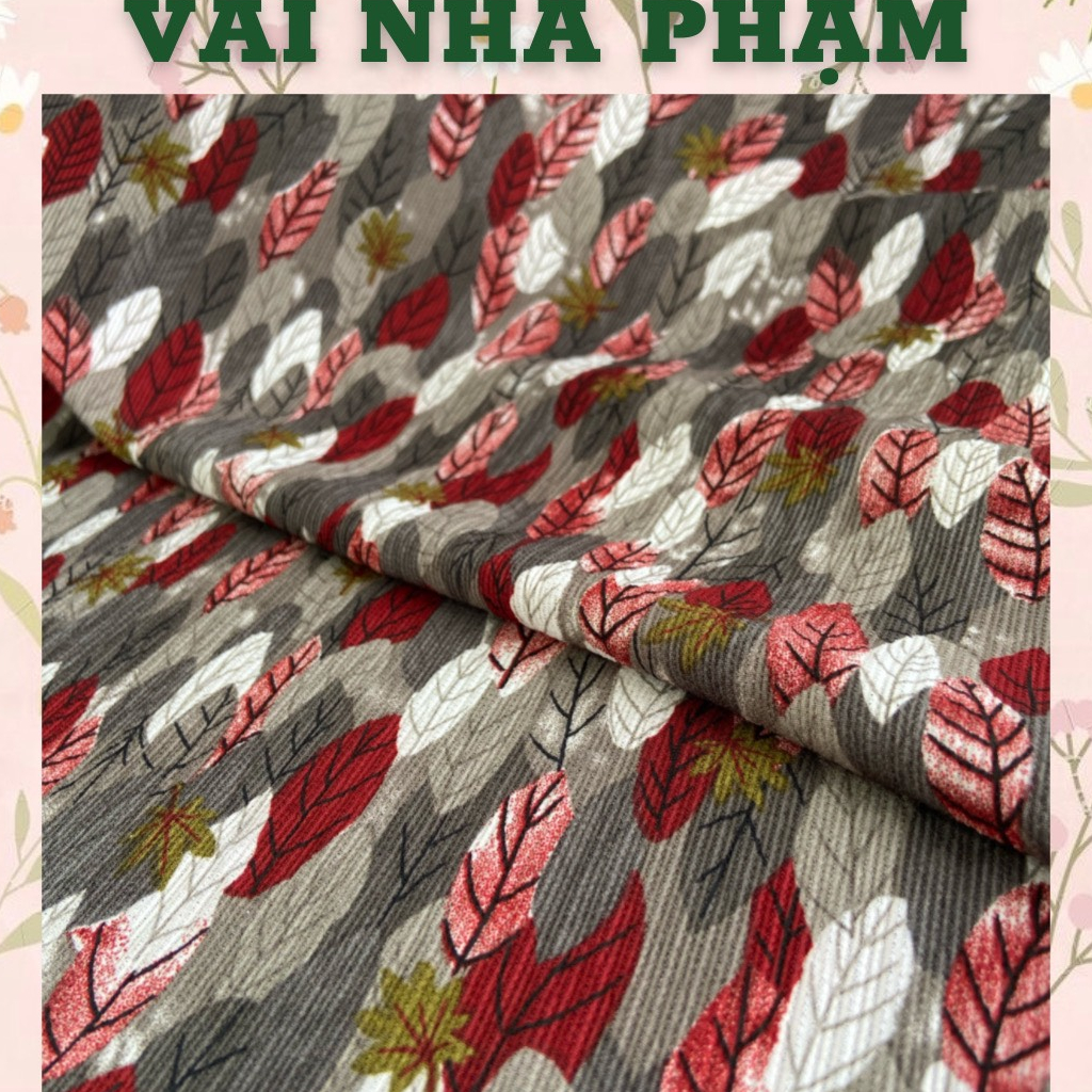 LỤA TẰM GÂN HOẠ TIẾT LÁ-KHỔ 1.5M-VẢI NHÀ PHẠM