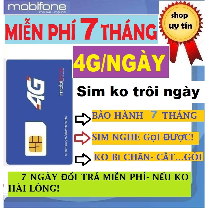 SIM 4G Mobifone 4G/ngày, full data tốc độ thường -.nhận sim mới kích hoạt gói– hàng chính hãng