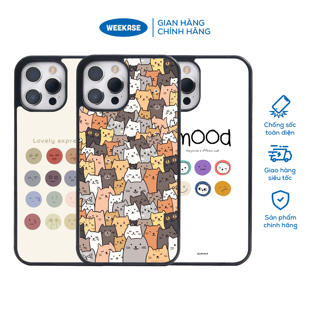 Ốp lưng iPhone viền trắng, đen chống sốc chống va đập Weekase in hình họa tiết thú vật - Màu in cực bền