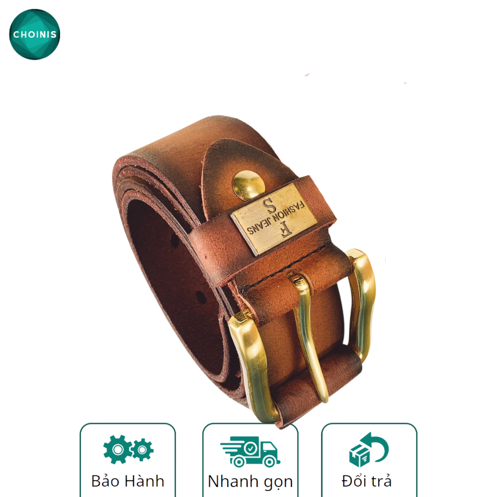 Thắt Lưng Nam Da Bò Sáp Nguyên Tấm Cao Cấp Choinis Tặng Đục, Khóa Đồng Thau Nguyên khối tiện CNC Dài 130cm