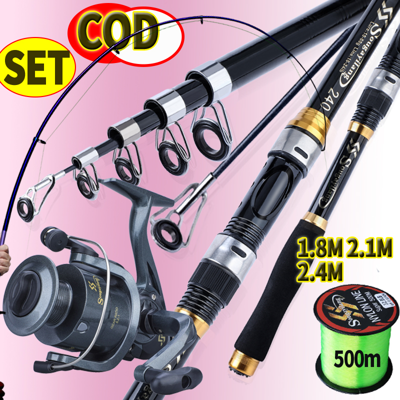 Bộ Cần Câu 1.8M-2.4M Trọng Lượng Siêu Nhẹ Câu Cá Cần Máy 6 BB 5.2:1 Tỷ Số truyền Tốc Độ Cao Máy Câu