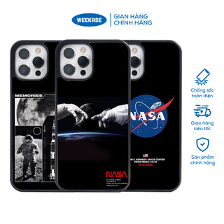 Ốp lưng iPhone viền trắng, đen chống sốc chống va đập Weekase in hìnhNASA - Màu in cực bền (1)