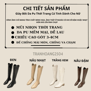 Giày Bốt Da Pu Thời Trang Cá Tính Dành Cho Nữ