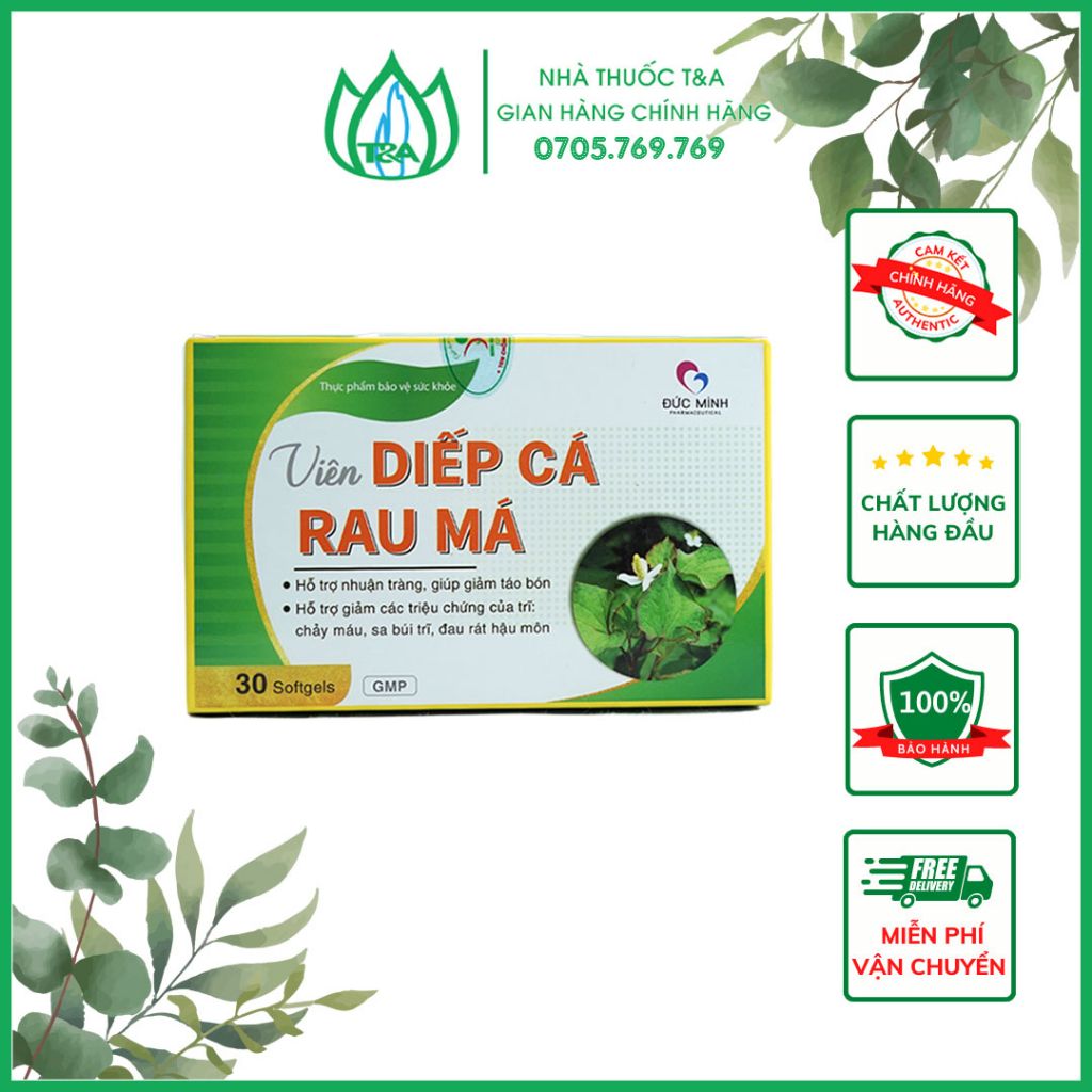 Viên rau diếp cá – Rau má - Giúp mát gan, giảm sa búi trĩ
