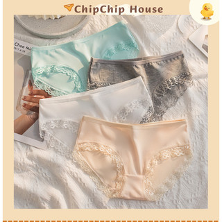 Quần lót nữ cotton co giãn, phối viền ren, mềm mại, thoáng mát, ôm dáng kháng khuẩn ChipChipHouse