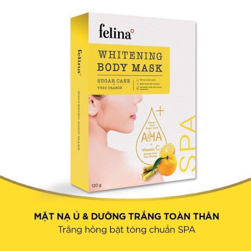 Mặt Nạ Ủ Trắng Chiết Xuất Cam Yuzu Felina Body Whitening Mask Sugar Cane & Yuzu Orange 120g - GIÁ GỐC 125K