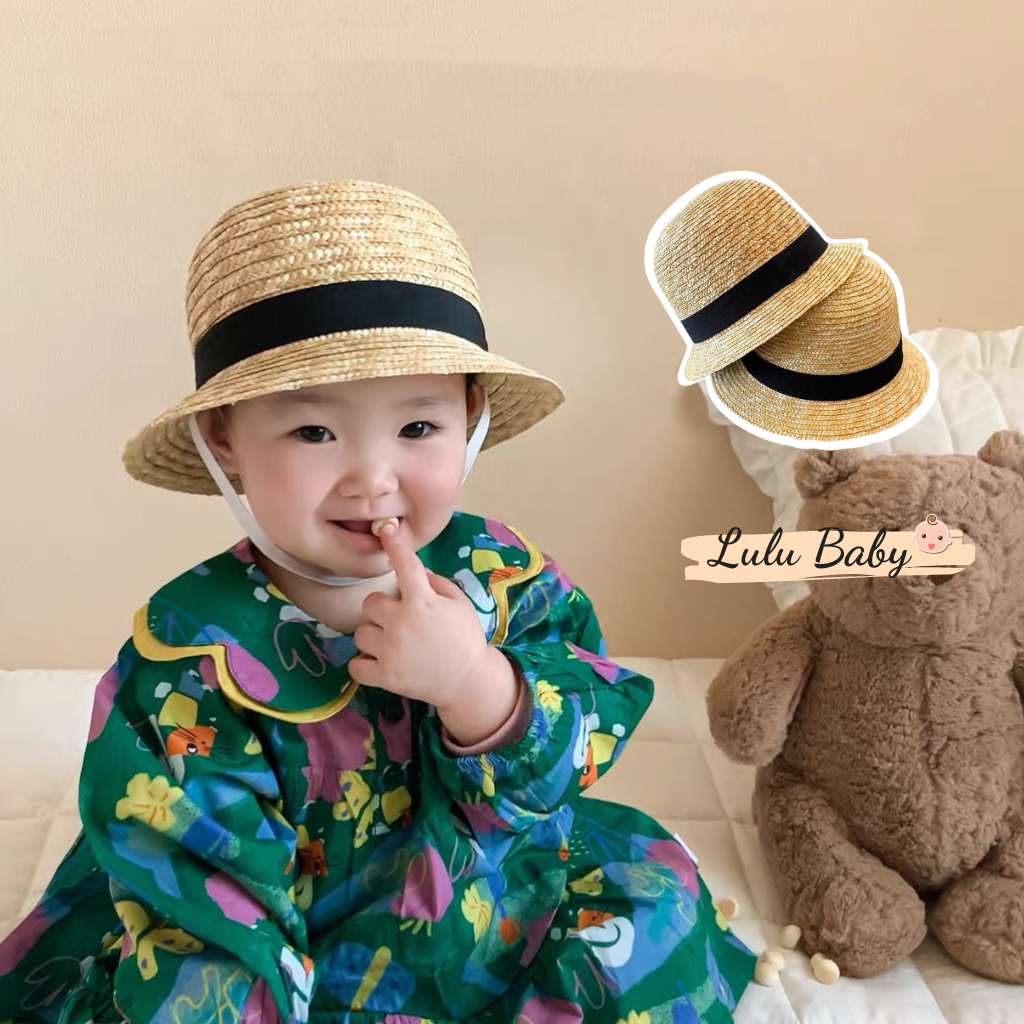 Mũ cói vành rộng phong cách Nhật Bản cho bé (từ 6m - 3y) MH03 Lulu Baby