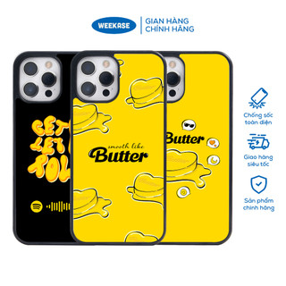 Ốp lưng iPhone viền trắng, đen chống sốc chống va đập Weekase in hình B.T.S "BUTTER" - Màu in cực bền