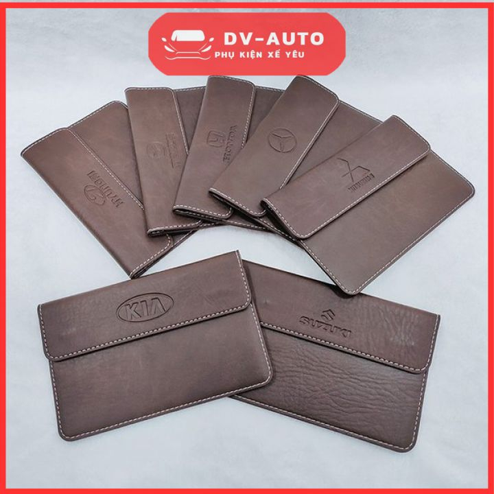Ví da màu NÂU đựng đăng kiểm, giấy tờ ô tô cao cấp. Full logo các hãng Mazda, Toyota, Audi…by DV AUTO
