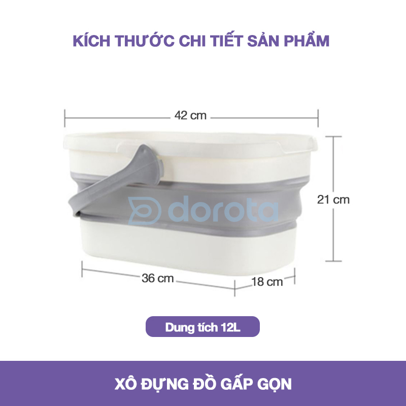 Xô nước gấp gọn đa năng DOROTA xô vệ sinh nhà cửa đựng đồ giặt lau chùi kính ô tô FT-06