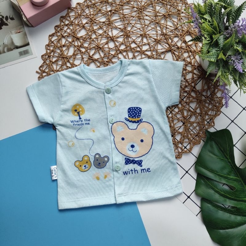 Áo Cộc Sơ Sinh Vải Cotton in Hình Gấu Cho Bé 3-10Kg, AC2V