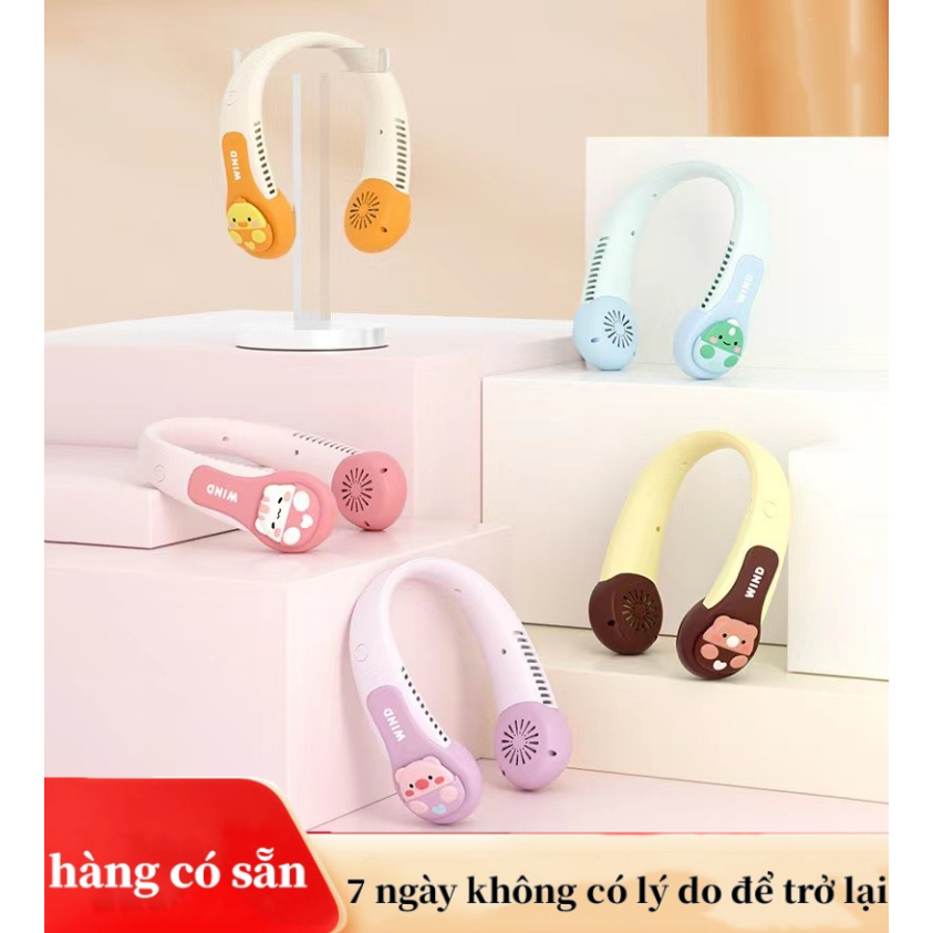 Quạt Mini Cổ Không Cánh, Quạt Mini Sạc USB, Dung Lượng Pin Cao 3 Cấp Độ Hướng Gió