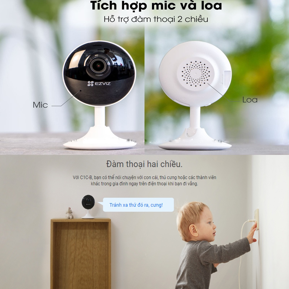 Camera wifi Ezviz C1C-B Đàm thoại 2 chiều, độ phân giải full HD 2.0MP - HKT STORE