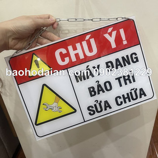 Bảng Máy đang bảo trì sửa chữa chất liệu mica treo dây xích 20 x 30cm