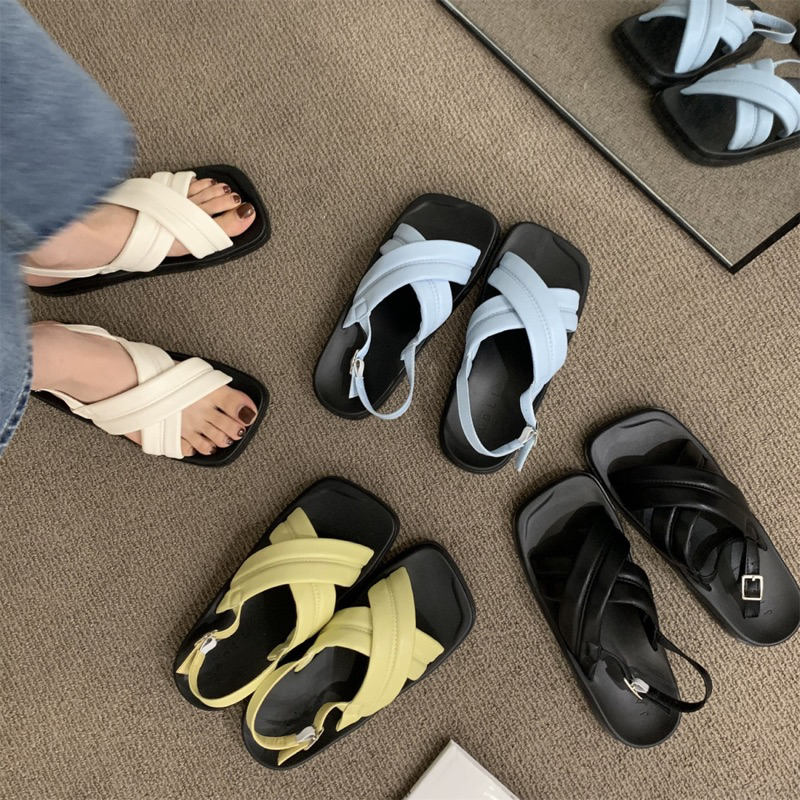 Dép Da Quai Chéo Quai Sau 4 Màu Hàng Quảng Châu beo1010