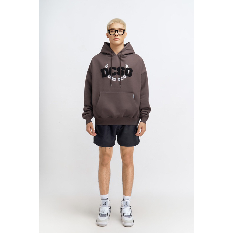 ÁO HOODIE NỈ CHÍNH HÃNG EMBROIDERED ICON DCSG OVER HOODIE SS23  - BROWN