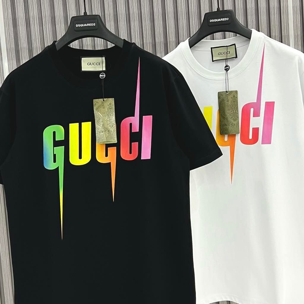 Áo Thun Gucci Tia Sét phiên bản mới Chất Cotton Co Dãn 4 Chiều Trend 2023