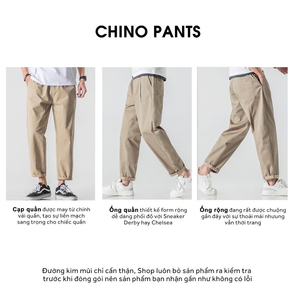 Quần kaki nam ống suông lưng chun chino pants cao cấp phong cách unisex năng động dáng dài  Gusset  - KA01