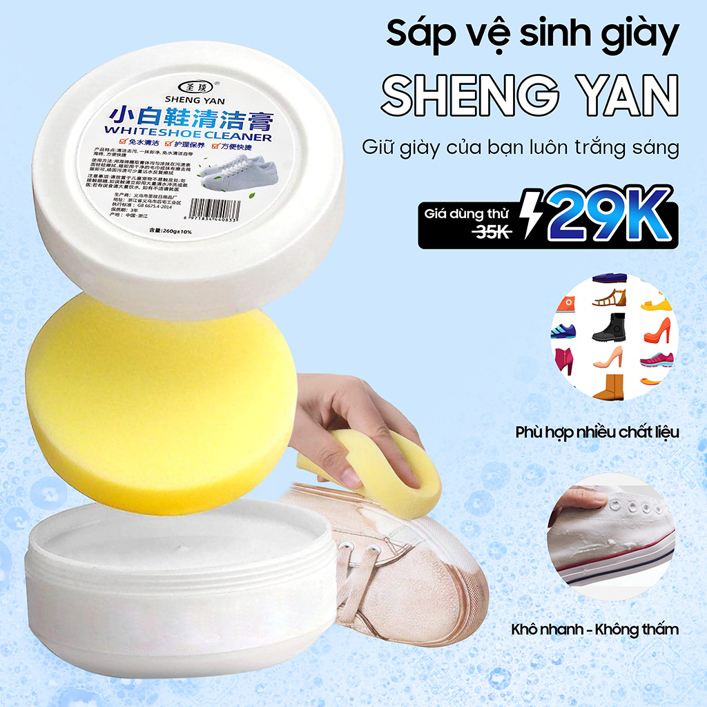 Kem vệ sinh giày da trắng, da lộn ba lô, áo da, túi xách đánh bóng bảo vệ đồ da đa năng không cần sử dụng nước Shoes 2h.