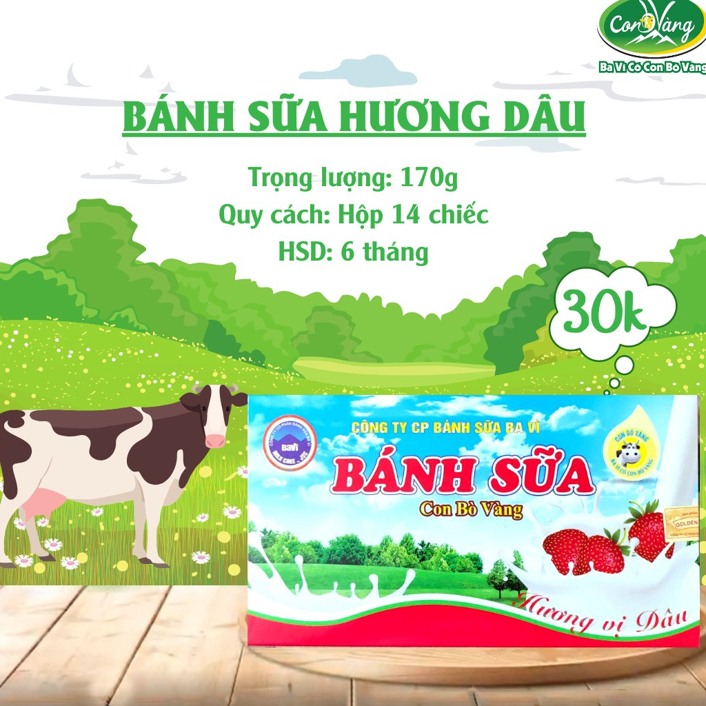 Bánh Sữa Nguyên Chất Ba Vì hiệu Con Bò Vàng - Hộp 180g