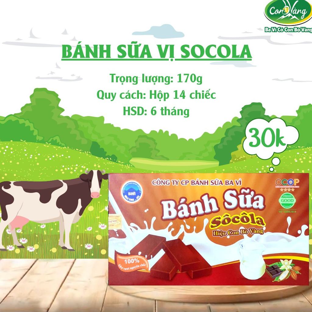 Bánh Sữa Nguyên Chất Ba Vì hiệu Con Bò Vàng - Hộp 180g