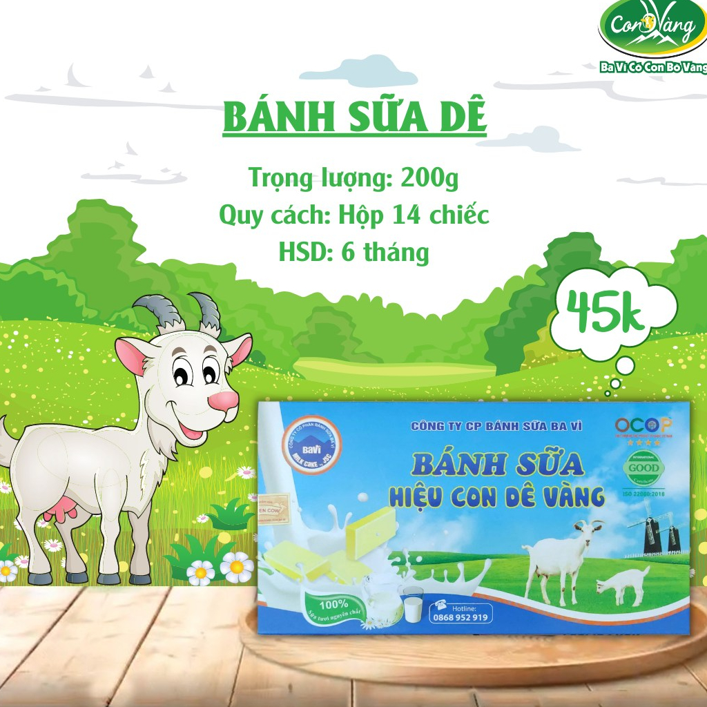Bánh Sữa Nguyên Chất Ba Vì hiệu Con Bò Vàng - Hộp 180g