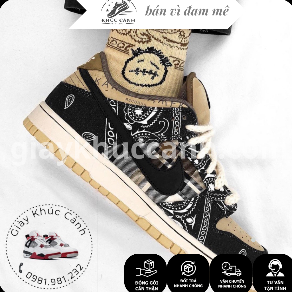 | Giày Khúc Cảnh |giày SB Dunk Travis Scott | hoạ tiết sắc nét | Bản cao cấp