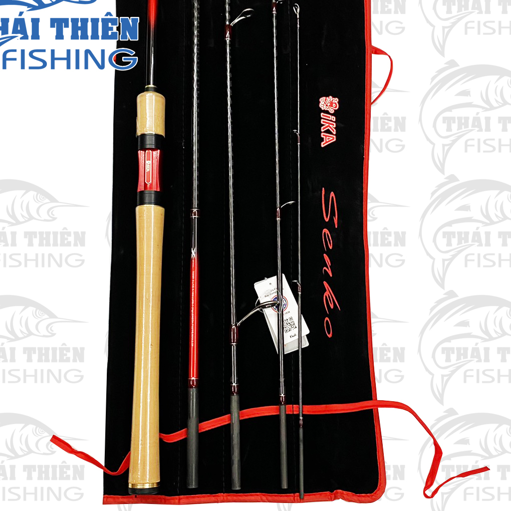 Cần Lure Ika Senko 5 Khúc Máy Đứng Khoen Fuji Pat Hãng Phôi Carbon Xoắn Thân Rỗng Cán Hở