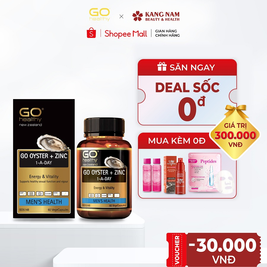 Viên Bổ Sung Hàu và Kẽm Giúp Tăng Sức Khoẻ Cho Nam Giới Go Healthy Oyster + Zin C 1-A-Day Hộp 30 viên