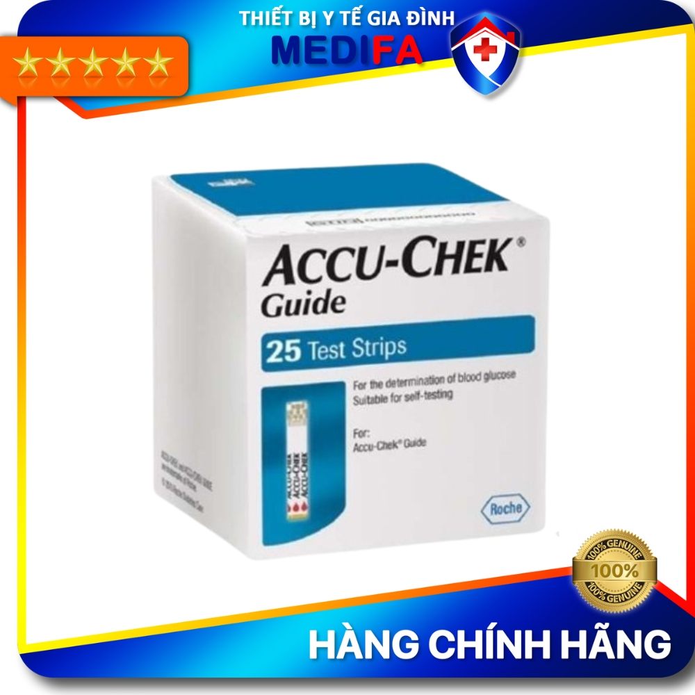 Que thử đường huyết Accu-Chek Guide - Hộp 25 test đường huyết NK chính ngạch, SX tại Mỹ