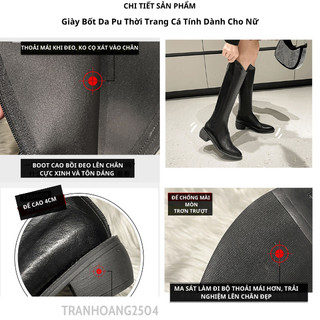 Giày Bốt Da Pu Thời Trang Cá Tính Dành Cho Nữ