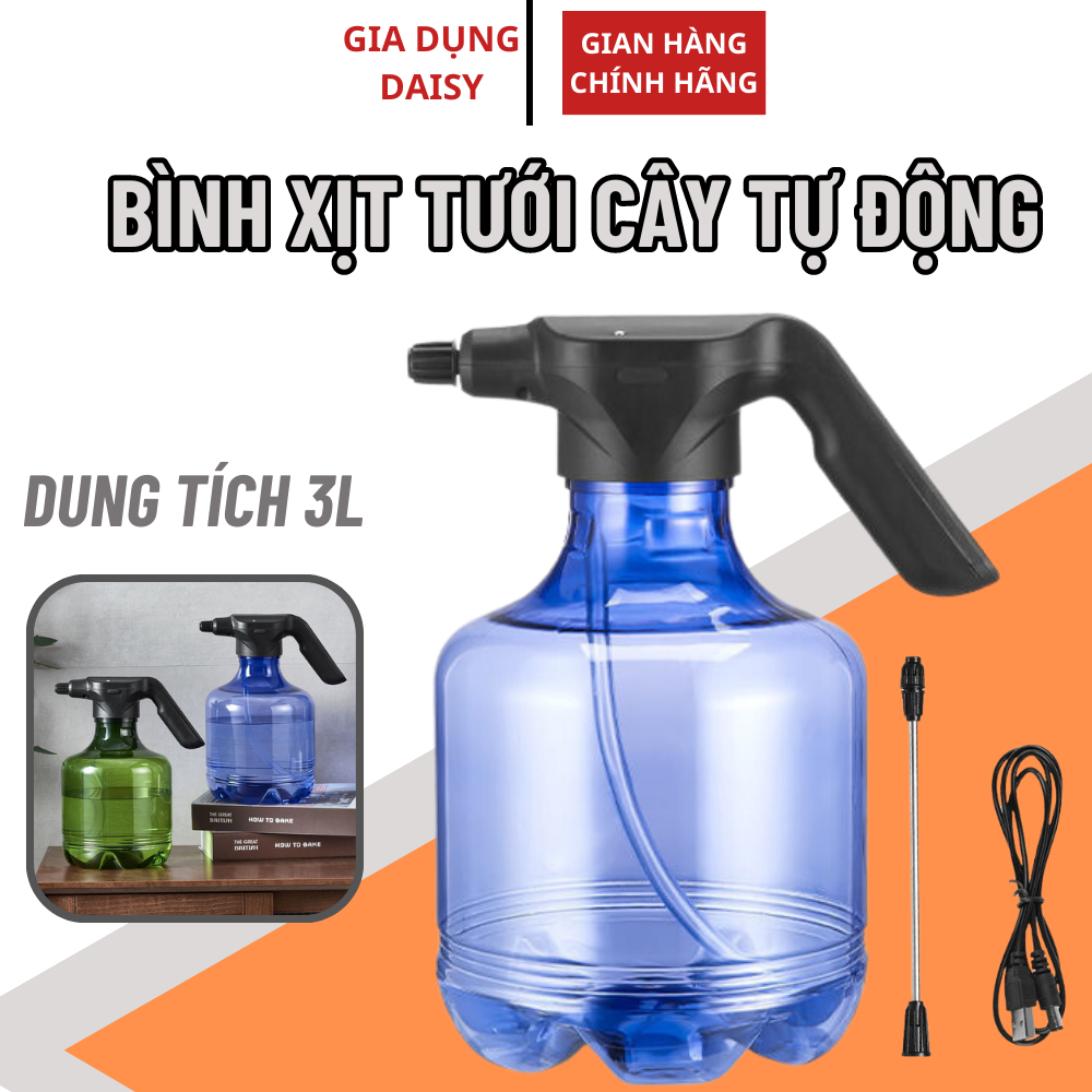 Bình xịt Nước Cầm Tay Tưới Cây Tự Động Có Thể Sạc Qua Cổng USB Tưới Cây Bằng Điện Dung Tích 3 Lít