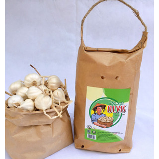 Tỏi Lý Sơn OLVIS 1KG Bịch giấy Kraft bảo vệ môi trường - Đặ sản tỏi Lý Sơn Olvis.