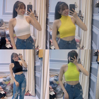  Áo cổ lọ sát nách dáng áo ngắn trên rốn chất cotton co giãn 38kg _ 48kg Phom Áo Nhỏ  Bigsize  