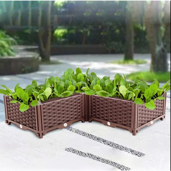 Chậu nhựa lắp ghép thông minh 160x40cm cao 40cm, chậu lắp ghép trồng cây trồng rau sạch CG422