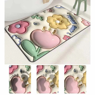 Thảm lau chân in hình 5D siêu cute mẫu hot 2023, thảm chùi chân thấm nước 3s, kích thước 40*60CM - Chống trượt