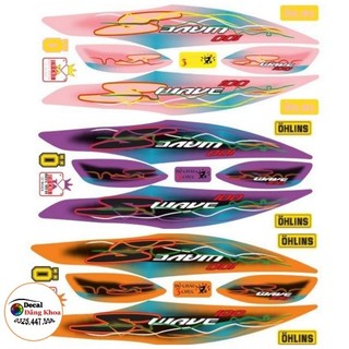 Tem xe WAVE 50cc-100cc mẫu tem loang mới tem chống phai màu bám dính tốt