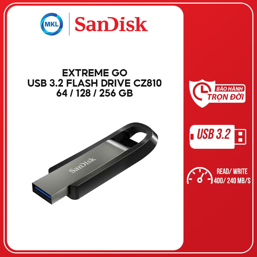 USB SanDisk Extreme GO CZ810 USB 3.2 128GB chính hãng