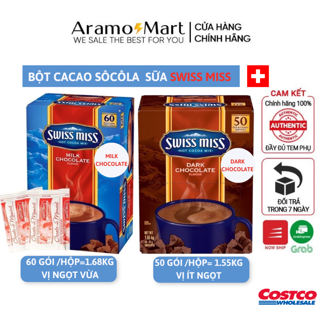 Bột ca cao sôcôla uống liền thơm ngon đậm đà thương hiệu Swiss Miss 100% nhập khẩu Mỹ