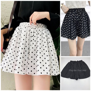 Quần chấm bi ống rộng giả váy loại có lót trong
