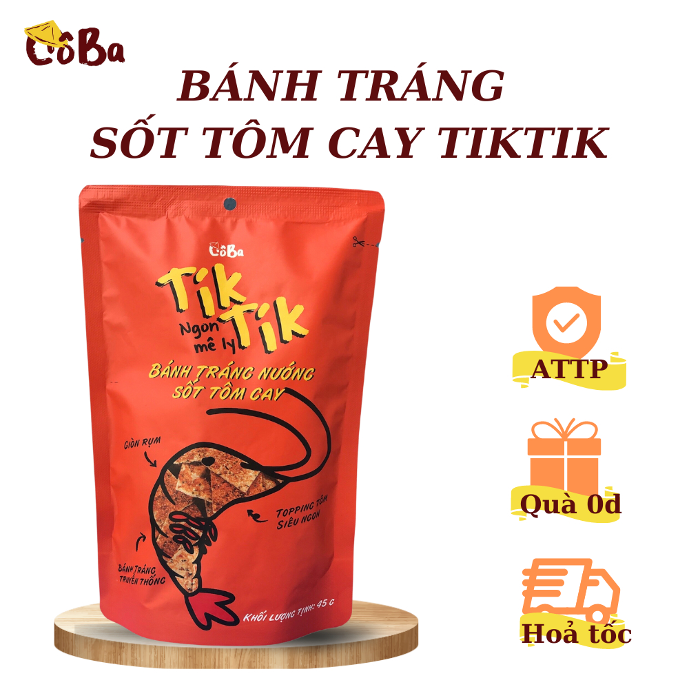 Mua Snack Bánh tráng nướng sốt tôm cay Cô Ba Tiktik 45g đồ ăn vặt, mồi ...