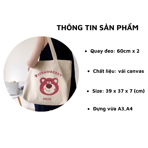 Túi tote Vải canvas mềm mại Đẹp đi học đi chơi Cực Hot có khóa miệng, phong cách Hàn Quốc | BigBuy360 - bigbuy360.vn