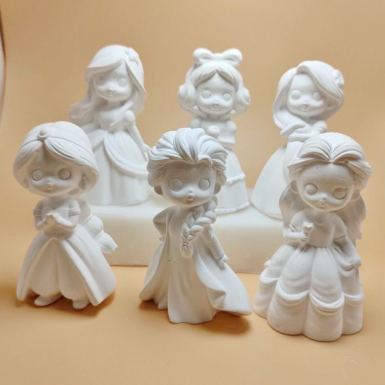 Tượng tô màu chọn mẫu, 7 CÔNG CHÚA DISNEY, size M, tượng thạch cao CAO CẤP, tô tượng