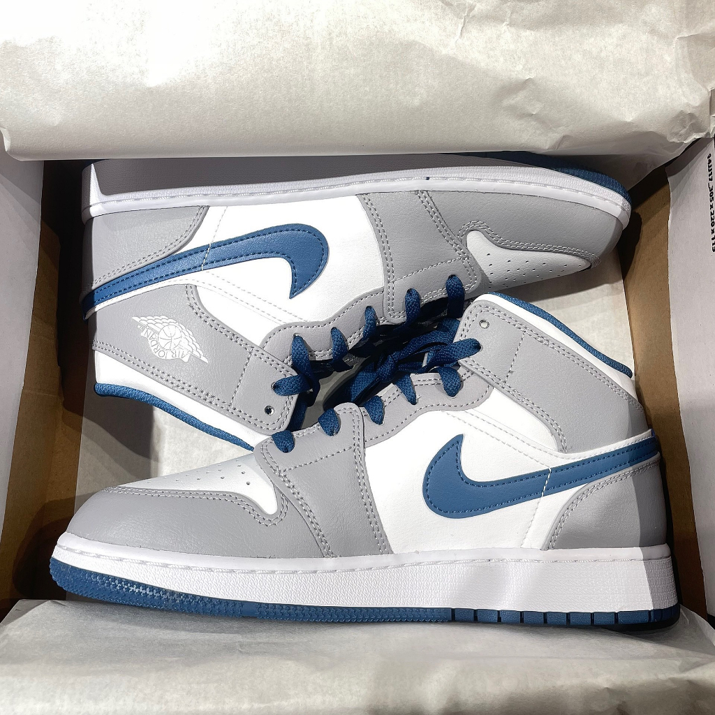 Giày Sneaker Nike Air Jordan 1 Mid  ‘Cement Grey’  Xám Xanh | PiuPiu Authentic