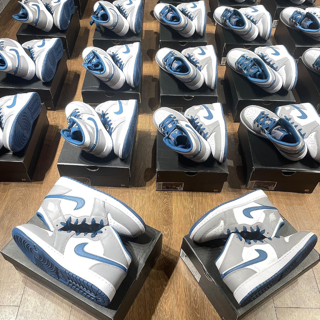 Giày Sneaker Nike Air Jordan 1 Mid  ‘Cement Grey’  Xám Xanh | PiuPiu Authentic