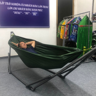 võng dù màu xanh quân đội kèm 2m dây dù loại tốt